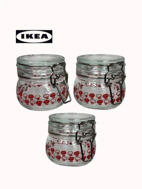 IKEA KORKEN LE mushroom glass jars